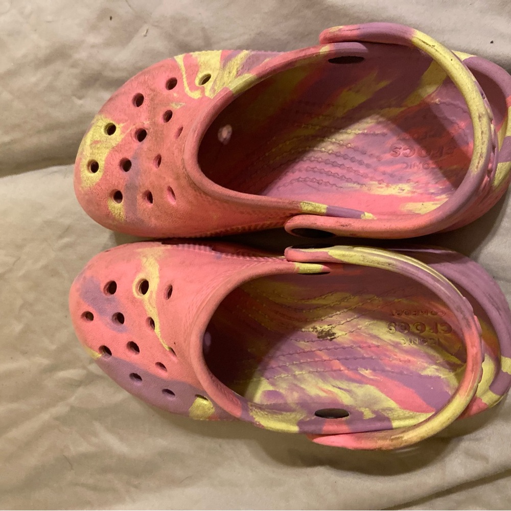 CROCS Kids Sandals in Pink, Yellow, and Purple